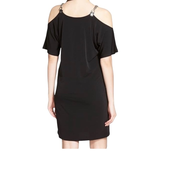 Michael Kors Chain Straps Cold Shoulder Shirt Dress Black Size Petite Small midi - Picture 3 of 15